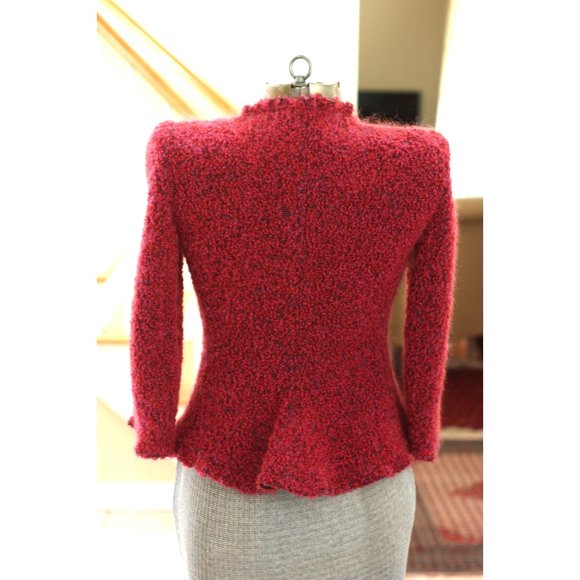 ARMANI COLLEZIONI Magenta Boucle Jacket Blazer - Picture 3 of 7
